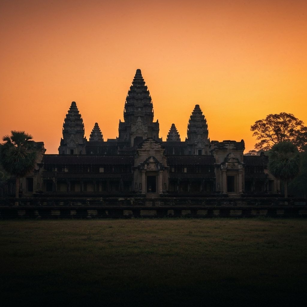 Guest enjoying forest walk near Angkor Wat at sunrise